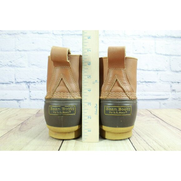 LL Bean Brown Leather Ankle Duck Boots Lace Up Unlined Size 13 M - Picture 6 of 9